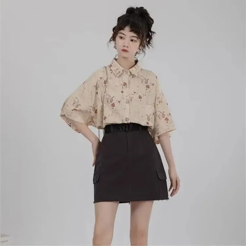 Korean Student Lifestyle - Gömlek Kadın Kadife Yama Cep Gömlek